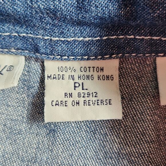 Cabin Creek Womens Denim Button Front Shirt Size PL Embroidered Farm Pumpkin - Picture 9 of 11